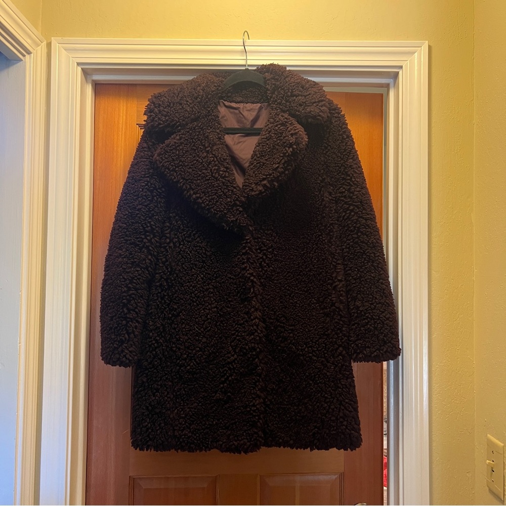 Women's burgundy Faux Fur Coat